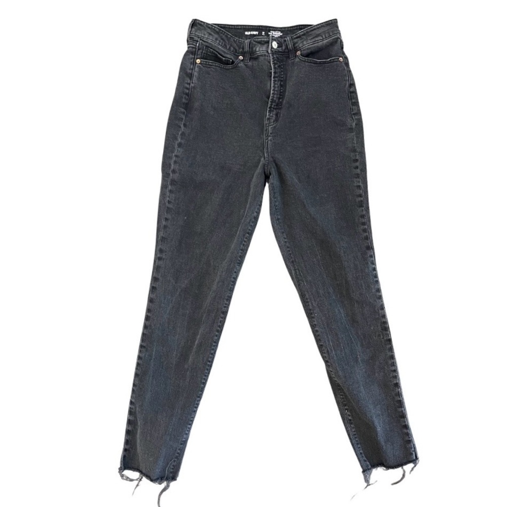 Old Navy O.G. Straight Higher High Rise Black Washed Jeans | Size 10 Tall